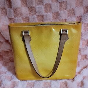 Louis Vuitton Glossy Yellow‎ Tote with Brown Handles 100% Auth